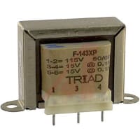 Transformador, energía, bobina, 1, Freq 50/60Hz, Pri 115VAC, Sec 27/54VAC, PWB, UL
