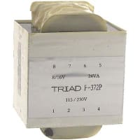 Transformador, energía, bobina, 1, Freq 50/60Hz, Pri 115/230VAC, Sec 8/16VAC, PWB