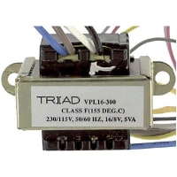 Transformador, energía, bobina, 1, Freq 50/60Hz, Pri 115/230VAC, Sec 8/16VAC, UL