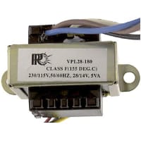 Transformador, energía, bobina, 1, Freq 50/60Hz, Pri 115/230VAC, Sec 14/28VAC, UL
