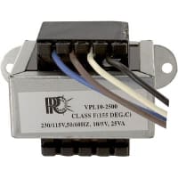 Transformador, energía, bobina, 1, Freq 50/60Hz, Pri 115/230VAC, Sec 5/10VAC, UL