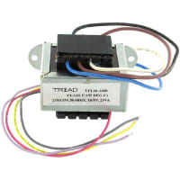 Transformador, energía, bobina, 1, Freq 50/60Hz, Pri 115/230VAC, Sec 8/16VAC, UL
