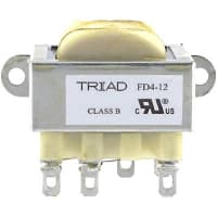 Transformador, energía, bobina, 1, Freq 50/60Hz, Pri 115/230VAC, Sec 12.6 (CT) VAC