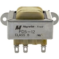 Transformador, energía, bobina, 1, Freq 50/60Hz, Pri 115/230VAC, Sec 12.6 (CT) VAC