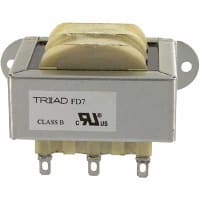 Transformador, energía, bobina, 1, Freq 50/60Hz, Pri 115/230VAC, Sec 20 (CT) VAC
