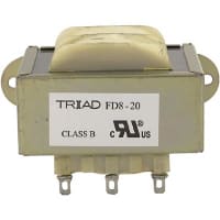 Transformador, energía, bobina, 1, Freq 50/60Hz, Pri 115/230VAC, Sec 20 (CT) VAC
