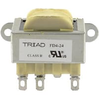 Transformador, energía, bobina, 1, Freq 50/60Hz, Pri 115/230VAC, Sec 24 (CT) VAC