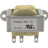 Transformador, energía, bobina, 1, Freq 50/60Hz, Pri 115/230VAC, Sec 24 (CT) VAC