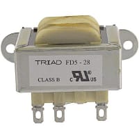 Transformador, energía, bobina, 1, Freq 50/60Hz, Pri 115/230VAC, Sec 28 (CT) VAC