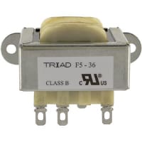 Transformador, energía, bobina de los Config, 1, Freq 50/60Hz, Pri 115VAC, Sec 36 (CT) VAC