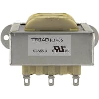 Transformador, energía, bobina, 1, Freq 50/60Hz, Pri 115/230VAC, Sec 36 (CT) VAC