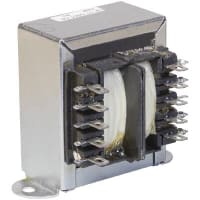 Transformador, energía, bobina, 1, Freq 50/60Hz, Pri 115/230VAC, Sec 5/10VAC, +30C