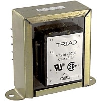 Transformador, energía, bobina, 1, Freq 50/60Hz, Pri 115/230VAC, Sec 8/16VAC, +30C