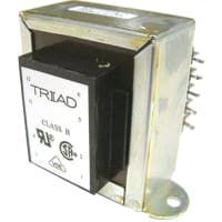 Transformador, energía, bobina, 1, Freq 50/60Hz, Pri 115/230VAC, Sec 10/20VAC, +30C