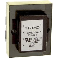 Transformador, energía, bobina, 1, Freq 50/60Hz, Pri 115/230VAC, Sec 6.3/12.6VAC