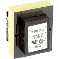 Transformador, energía, bobina, 1, Freq 50/60Hz, Pri 115/230VAC, Sec 10/20VAC, PWB