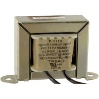 Transformador, energía, bobina, 1, Freq 50/60Hz, Pri 115VAC, Sec 24 (CT) VAC, UL
