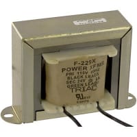 Transformador, energía, bobina, 1, Freq 50/60Hz, Pri 115VAC, Sec 24 (CT) VAC, UL