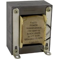 Transformador, energía, bobina, 1, Freq 50/60Hz, Pri 115VAC, Sec 24 (CT) VAC, UL