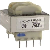 Transformador, energía, bobina, 1, Freq 50/60Hz, Pri 115/230VAC, Sec 6.3/12.6VAC