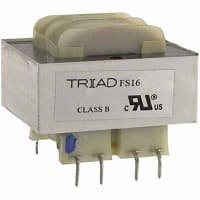 Transformador, energía, bobina, 1, Freq 50/60Hz, Pri 115/230VAC, Sec 8/16VAC, PWB