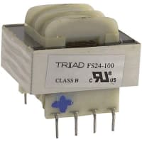 Transformador, energía, bobina, 1, Freq 50/60Hz, Pri 115/230VAC, Sec 12/24VAC, PWB