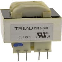 Transformador, energía, bobina, 1, Freq 50/60Hz, Pri 115/230VAC, Sec 6.3/12.6VAC