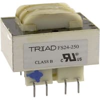 Transformador, energía, bobina, 1, Freq 50/60Hz, Pri 115/230VAC, Sec 12/24VAC, PWB