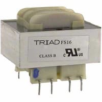 Transformador, energía, bobina, 1, Freq 50/60Hz, Pri 115/230VAC, Sec 8/16VAC, PWB