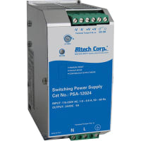 Fuente de alimentación, AC-DC, 24V, 5A, 90-264VIn, incluido, carril del estruendo, industrial, 120W, serie de PSA