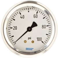 Galga de presión, 100 PSI, caja de los SS, 1/4 en NPT, montaje de la parte posteriora, 2.5 adentro