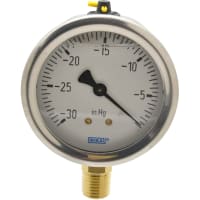 La galga de presión, líquido llenó, 2.5 " el diámetro, 1/4 " conec de NPT., 30 " hectogramos