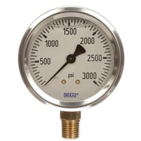La galga de presión, 2000 gamas de la barra psi/136, 2.5 " el diámetro, 1/4 " NPT, líquido llenó