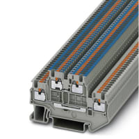 Llame el bloque, Dinar-Carril, Doble-Nivel, feed-Through, Empujar-en, 3.5mmSpng, 26-14AWG, gris