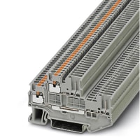 Conec, TermBlk, nivel de Dbl, feed-Through, Empujar-en, 4 Conts, 3.5mmSpng, 26-16AWG, gris