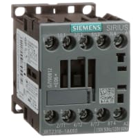 Contactor de Sirius 3RT 4 poste, 18 A, kilovatio de 18, ac@ 50 hertzio, bobina de 110 V del ac@ 60 hertzio de 120 V