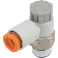 Apresure el regulador, codo, metro-hacia fuera, 5/"16 uno-tocan x 3/"8 NPT con el sellante