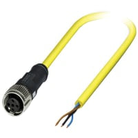 La asamblea de cable, M12 Recto-Coleta femenina, 3 Con, se ennegrece, serie de M12 Cordset