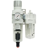 Filtro de aire/regulador/lubricador; 150 PSI; puertos 3/8NPT; Dren auto, NO; Presione la galga | SMC