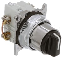 Interruptor, selector, 1No, 1No, W/Knob, 3Pos, negro, los 30.5Mm Mnt, serie 10250T