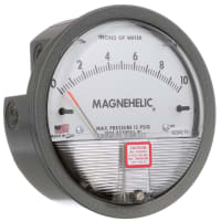 Galga de presión diferenciada, pulgada de agua, gama de 0-10 ", +-2%, serie de 2000