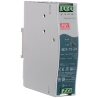 Fuente de alimentación, AC-DC, 24V, 3.2A, 100-264V adentro, incluido, montaje del carril del estruendo, 77W, serie del SDR