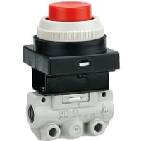 Válvula mecánica, 2-Port, haber virado hacia el lado de babor lateral, 1/8NPT, Mnt lateral, botón rasante del estilo