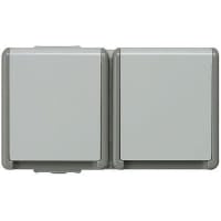 2 Zócalo de energía plástico de la cuadrilla, tipo F - Schuko alemán, 16A, montaje superficial, IP44