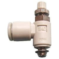 Control de la velocidad, ajustable de cabeza llana, codo, M5x.08, PBT, tubo de 6m m, serie de AS-D | SMC