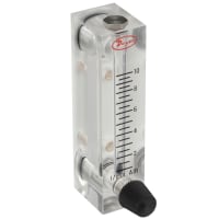 Flujómetro, VFA modelo, aire de 1-10 LPM, 2 adentro. Escala, exactitud del 5%, válvula inoxidable