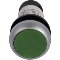 Botón, 22.5m m, No-Iluminados, botón, bisel de plata, rubor, momentáneo, verde, 1NO