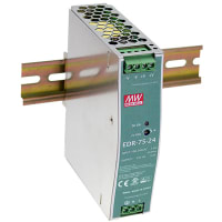 Fuente de alimentación, AC-DC, 48V, 1.6A, 100-264V adentro, incluido, montaje del carril del estruendo, serie de EDR