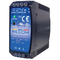Fuente de alimentación, AC-DC, 12V, 3.75A, 85-264V adentro, incluido, montaje del carril del estruendo, serie de REDIN