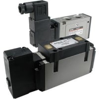 La válvula de solenoide, 3-Position cerró el centro, 24VDC, Rc 3/8 NPTF, 14.4 CFM